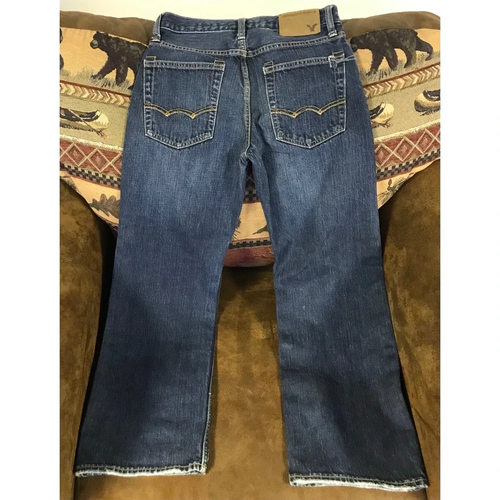 American Eagle Boys Bootcut Jeans Dark Wash‎ Blue Denim 26x28 100% Cotton